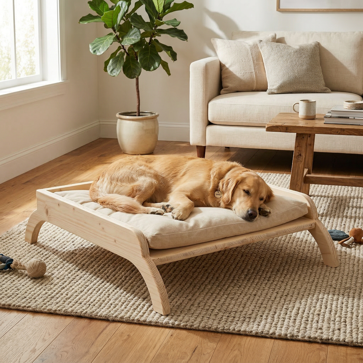 Wooden dog bed