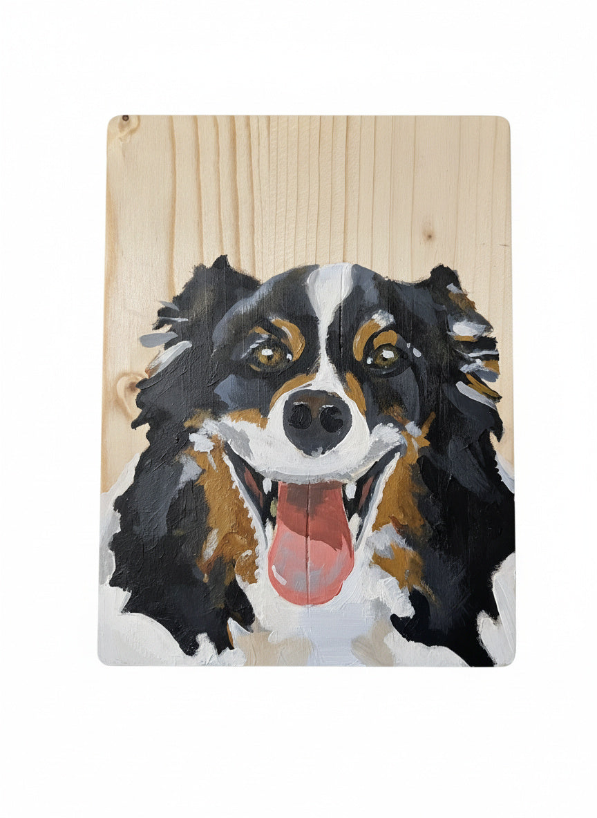 Hand-painted wooden plaque with your dog's portrait