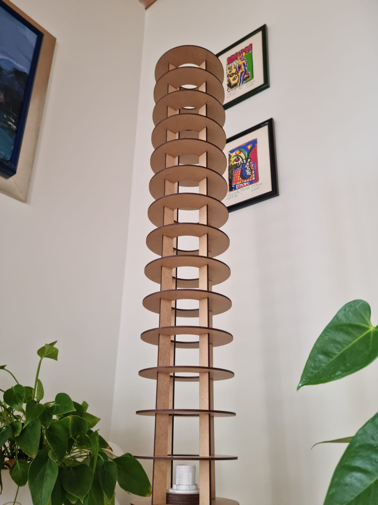 Prenosna / Talna Lesena svetilka - Floor Round