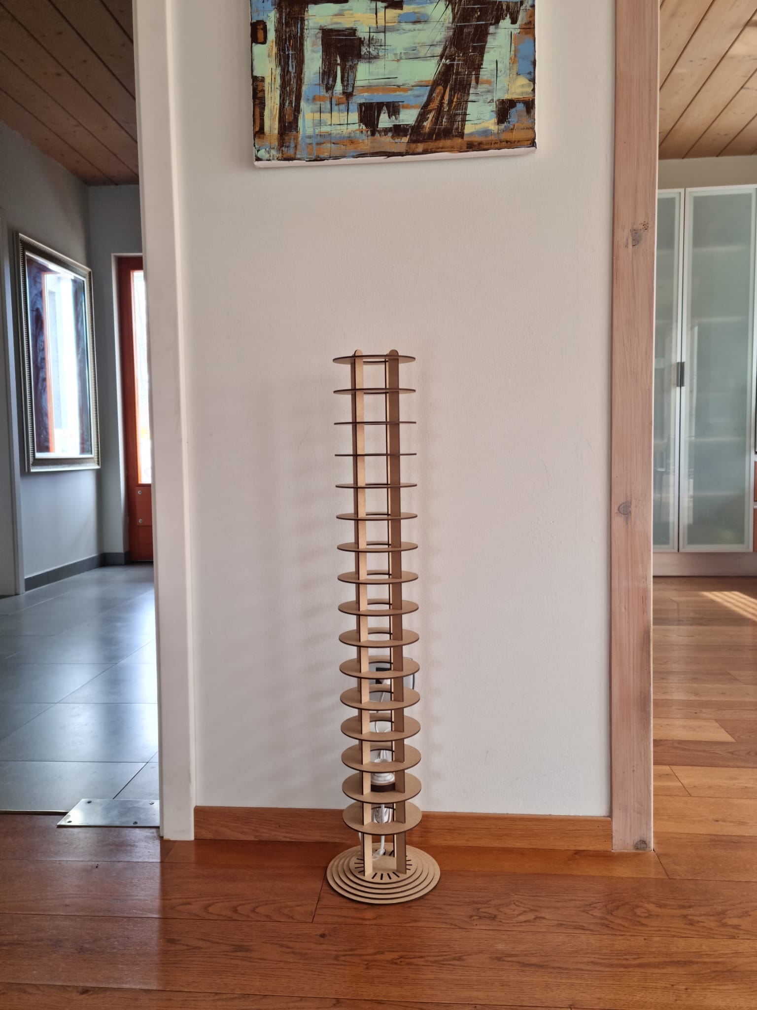 Prenosna / Talna Lesena svetilka - Floor Round