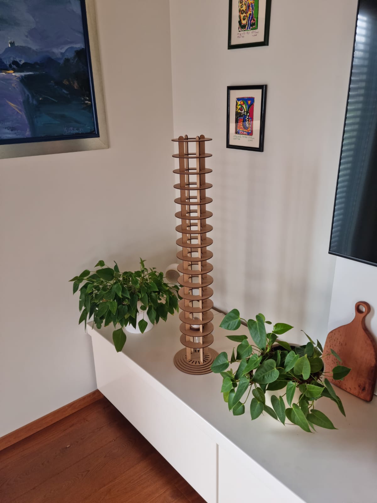 Prenosna / Talna Lesena svetilka - Floor Round