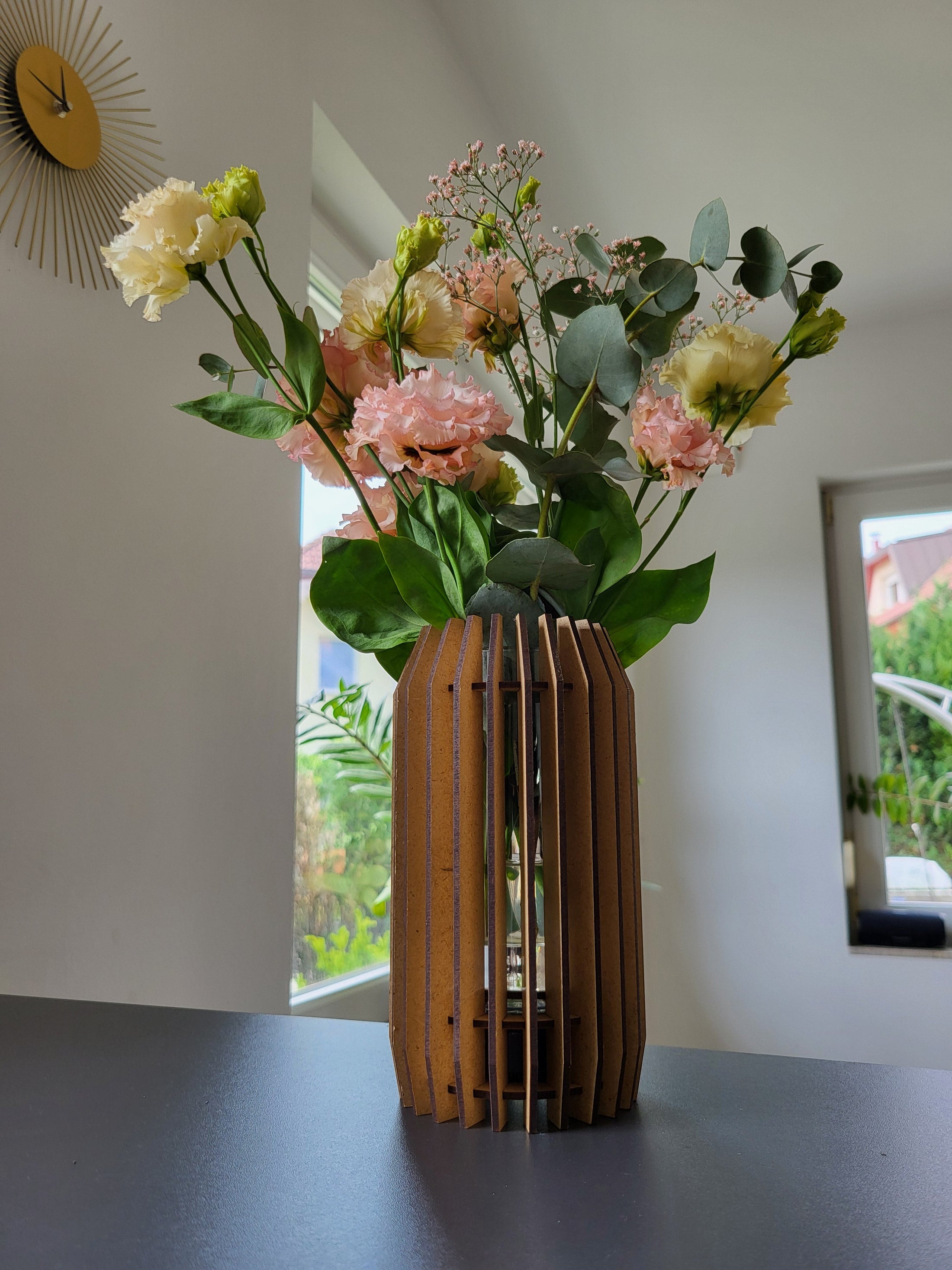 LED svetleča lesena vaza - Circular vase