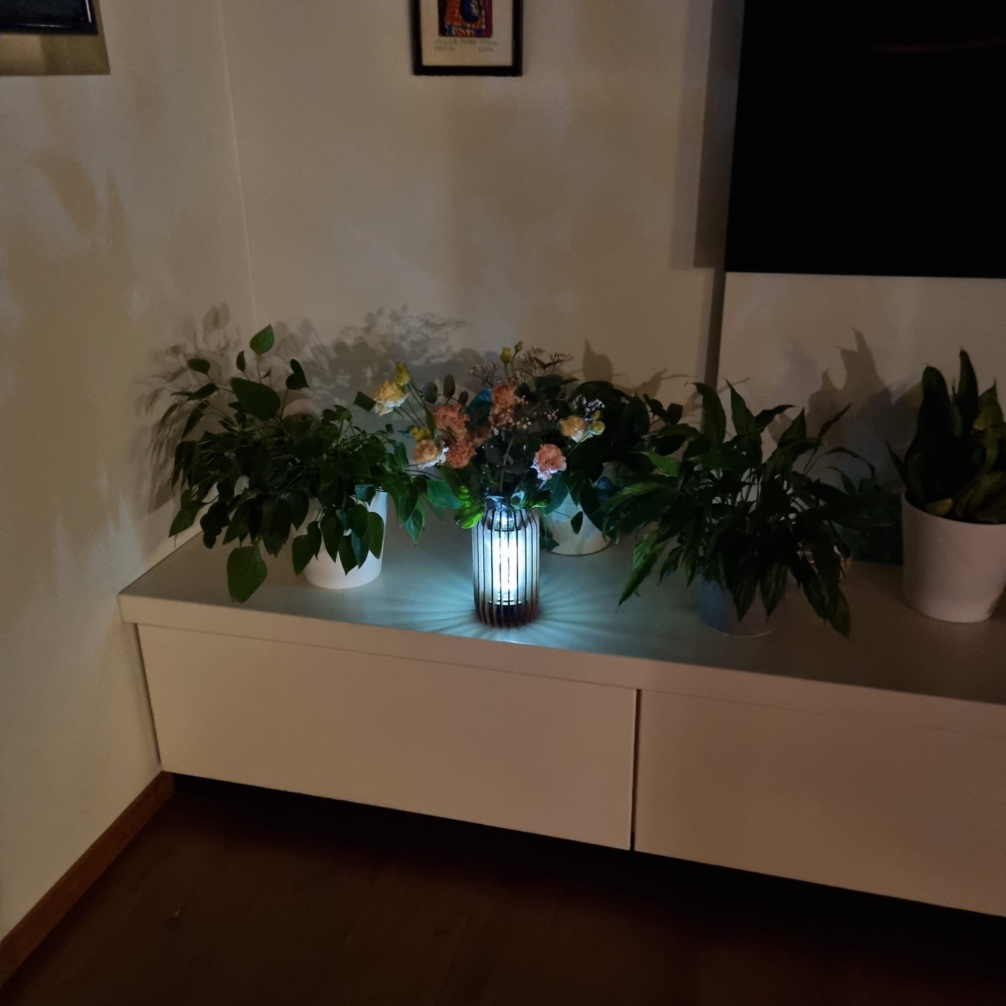 LED svetleča lesena vaza - Circular vase