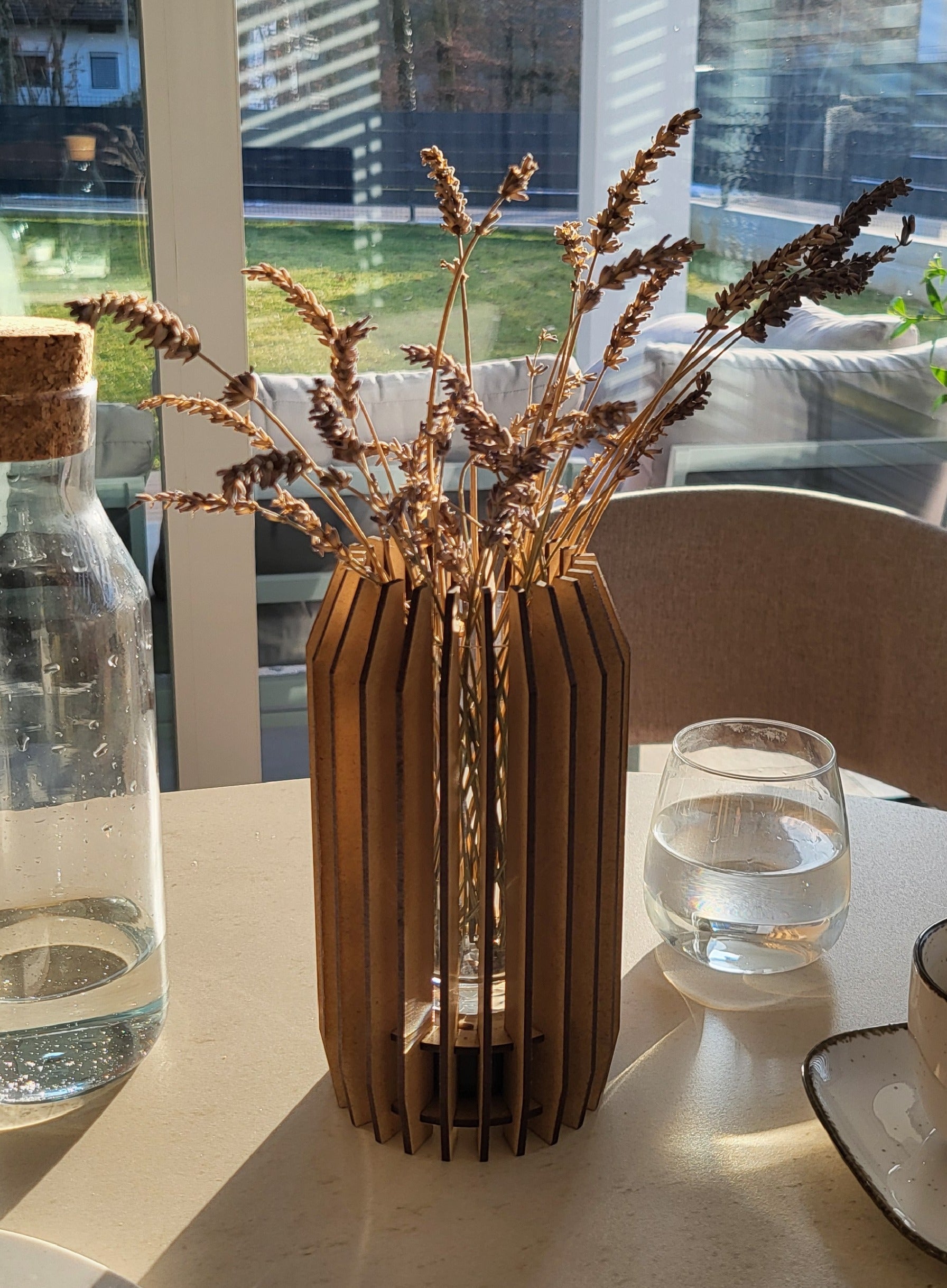 LED svetleča lesena vaza - Circular vase