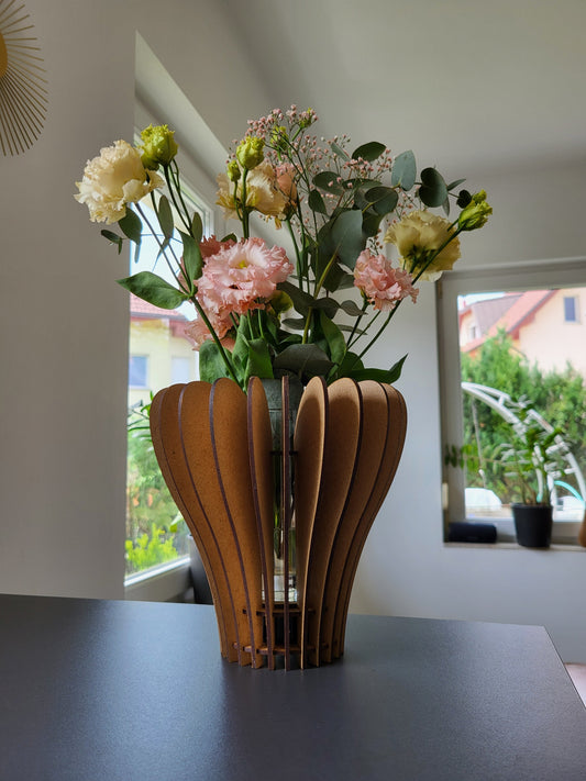 LED svetleča lesena vaza - Flower vase